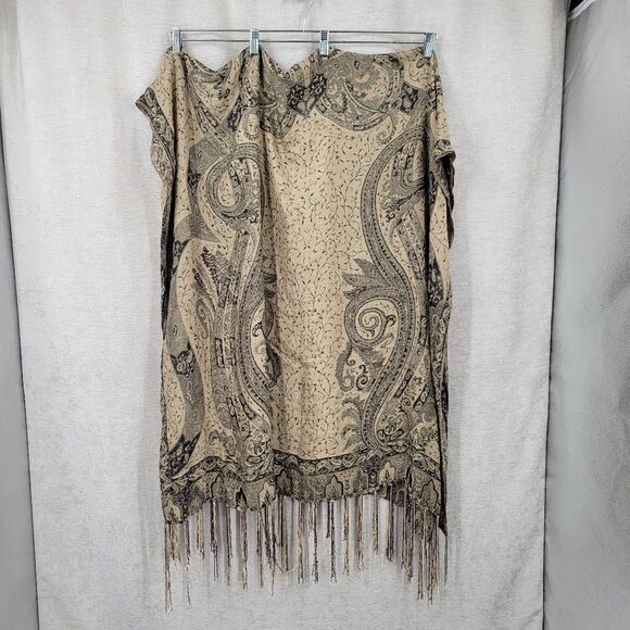 CBK Silk Paisley Tapestry Fringe Shawl Scarf - Picture 10 of 15